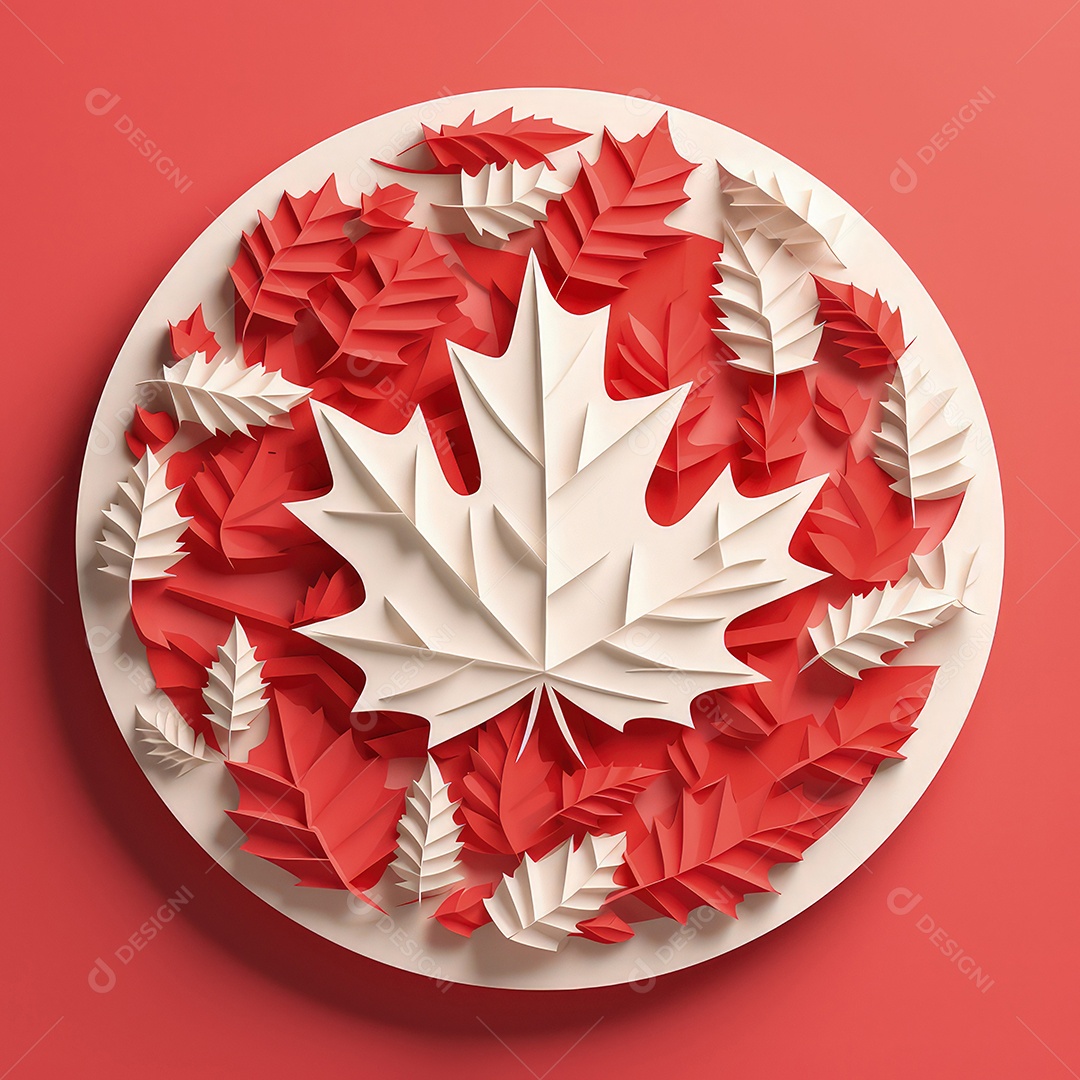 Ilustração minimalista de artesanato com corte de papel 3D True North Pride para o Dia do Canadá..