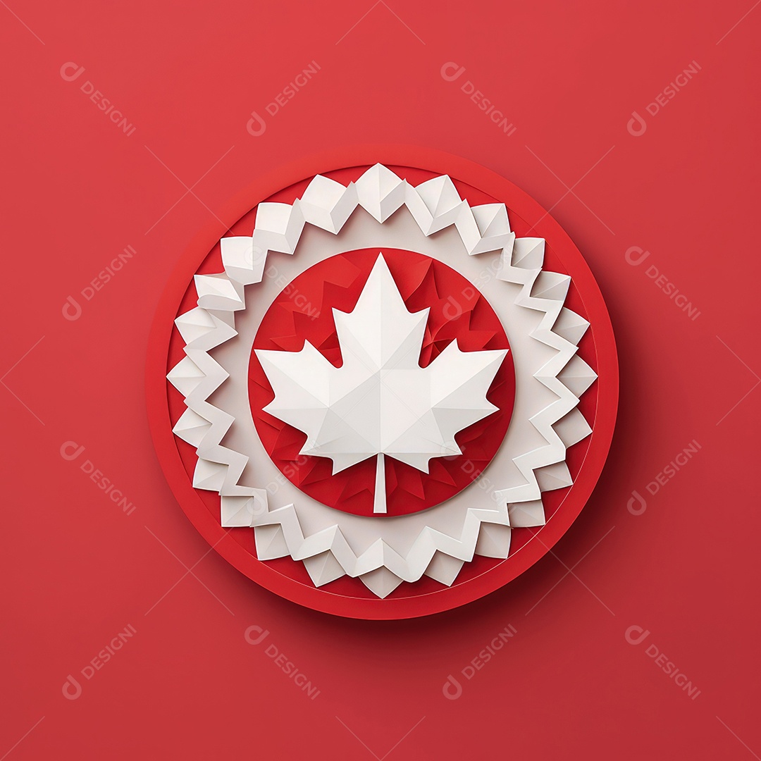 Ilustração minimalista de artesanato com corte de papel 3D True North Pride para o Dia do Canadá..