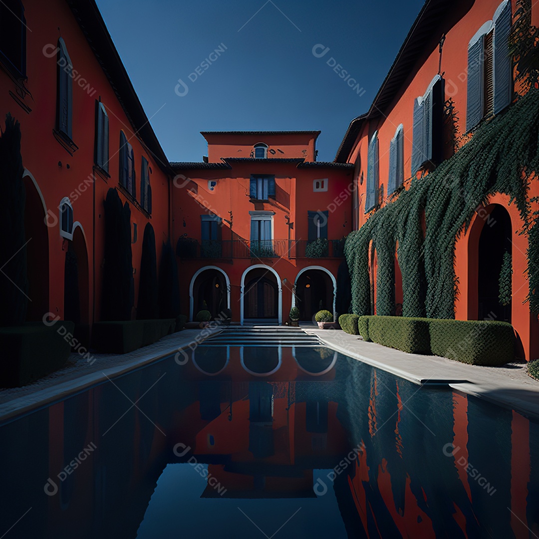 Imagem realista de Mansão vermelha italiana