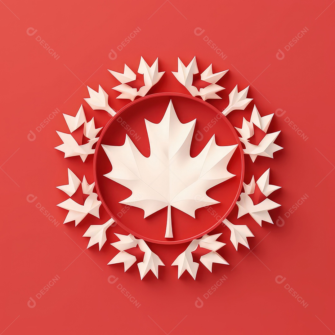 Ilustração minimalista de artesanato com corte de papel 3D True North Pride para o Dia do Canadá..