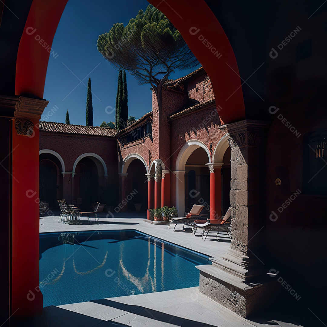 Imagem realista de Mansão vermelha italiana