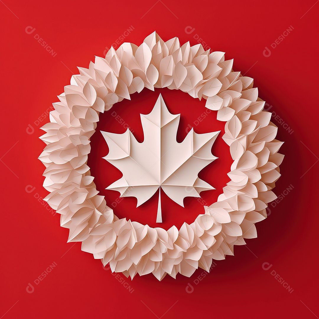 Ilustração minimalista de artesanato com corte de papel 3D True North Pride para o Dia do Canadá..