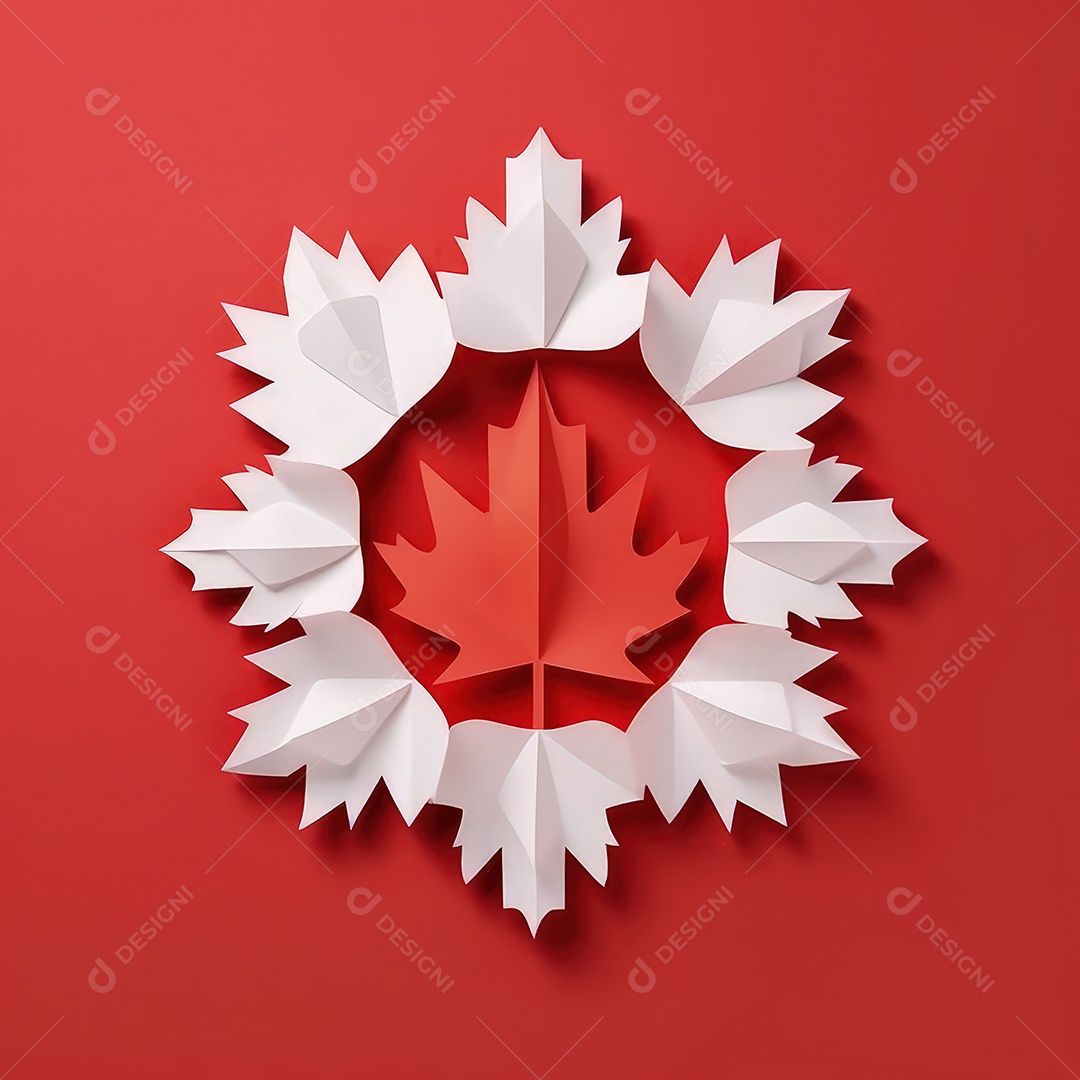 Ilustração minimalista de artesanato com corte de papel 3D True North Pride para o Dia do Canadá..