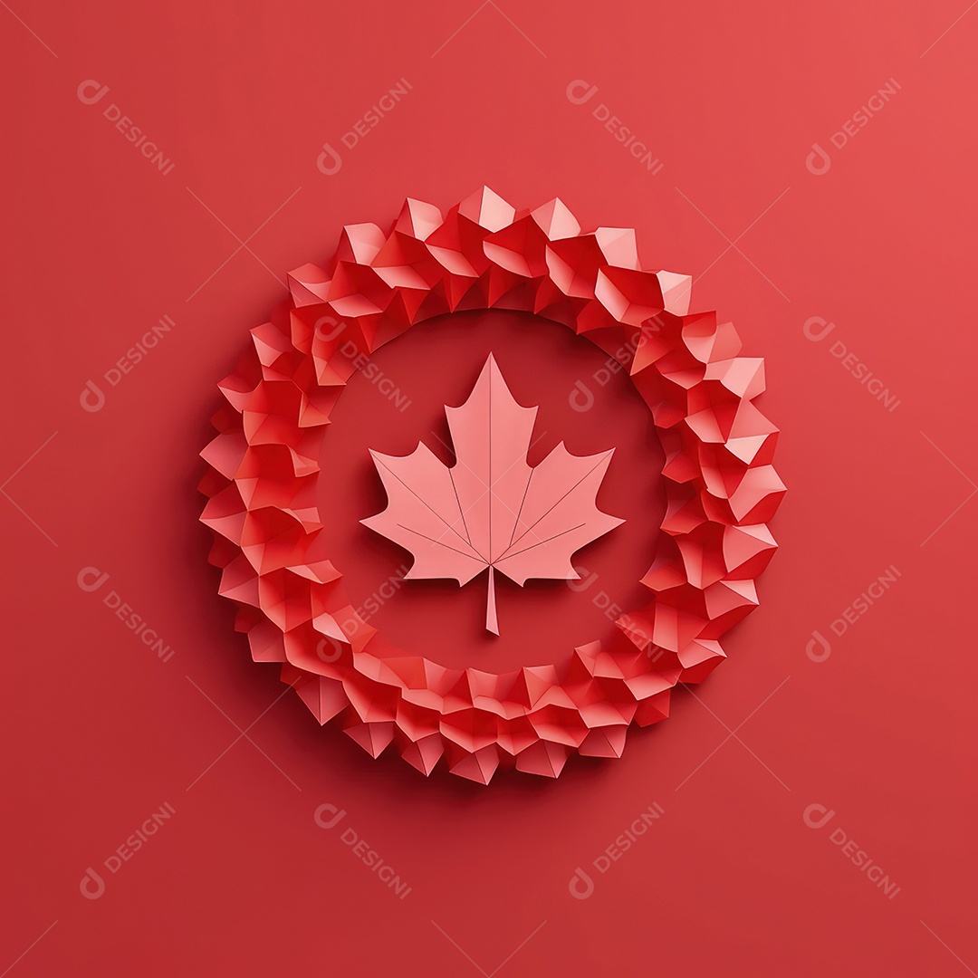 Ilustração minimalista de artesanato com corte de papel 3D True North Pride para o Dia do Canadá..