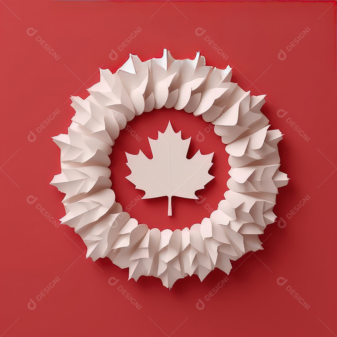 Ilustração minimalista de artesanato com corte de papel 3D True North Pride para o Dia do Canadá..