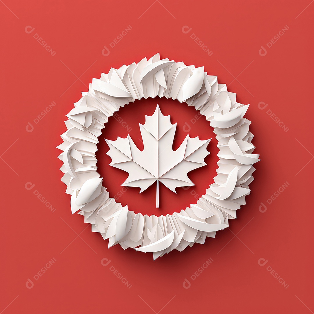 Ilustração minimalista de artesanato com corte de papel 3D True North Pride para o Dia do Canadá..