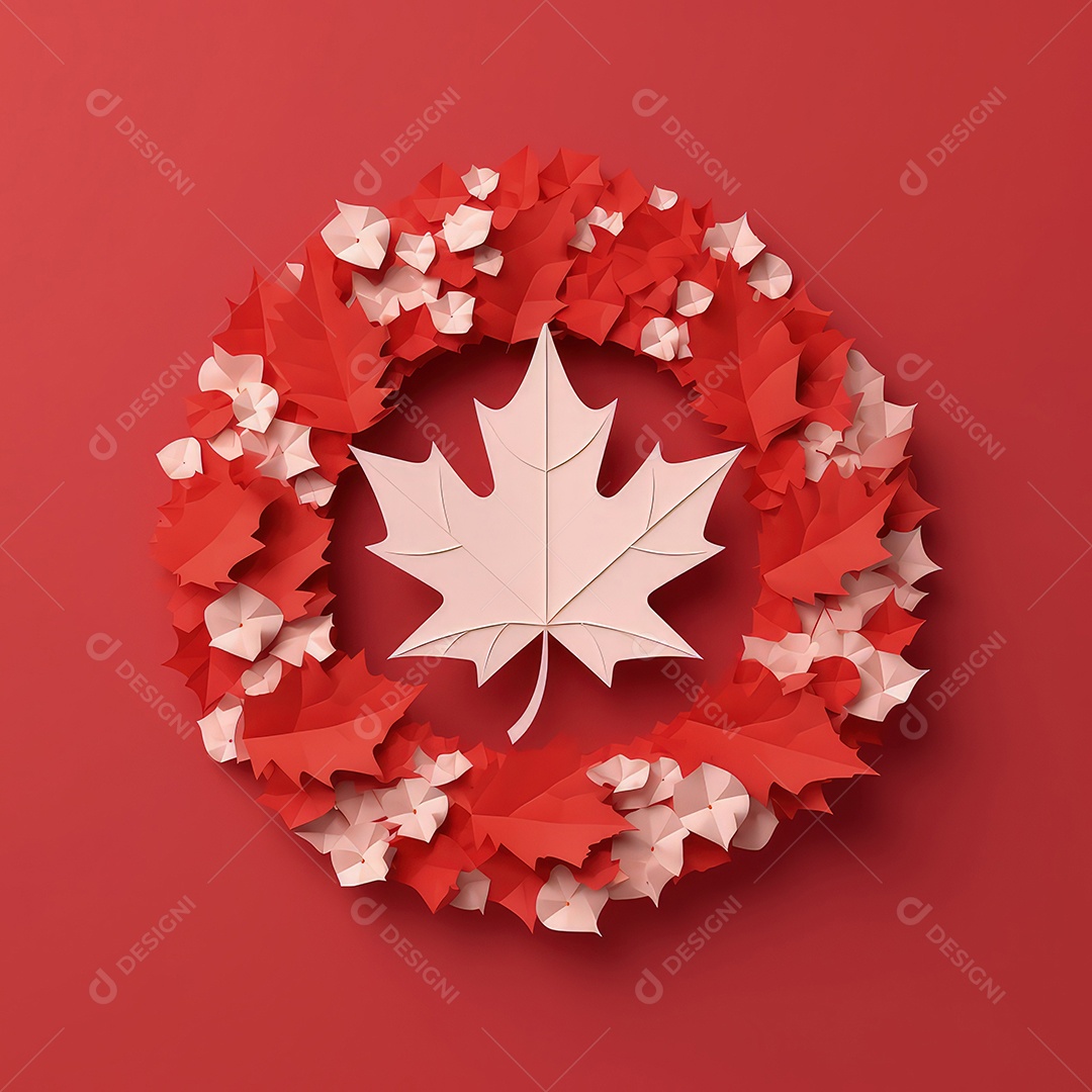 Ilustração minimalista de artesanato com corte de papel 3D True North Pride para o Dia do Canadá..