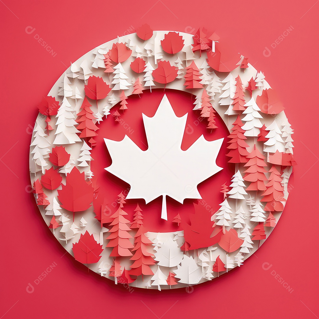 Ilustração minimalista de artesanato com corte de papel 3D True North Pride para o Dia do Canadá..