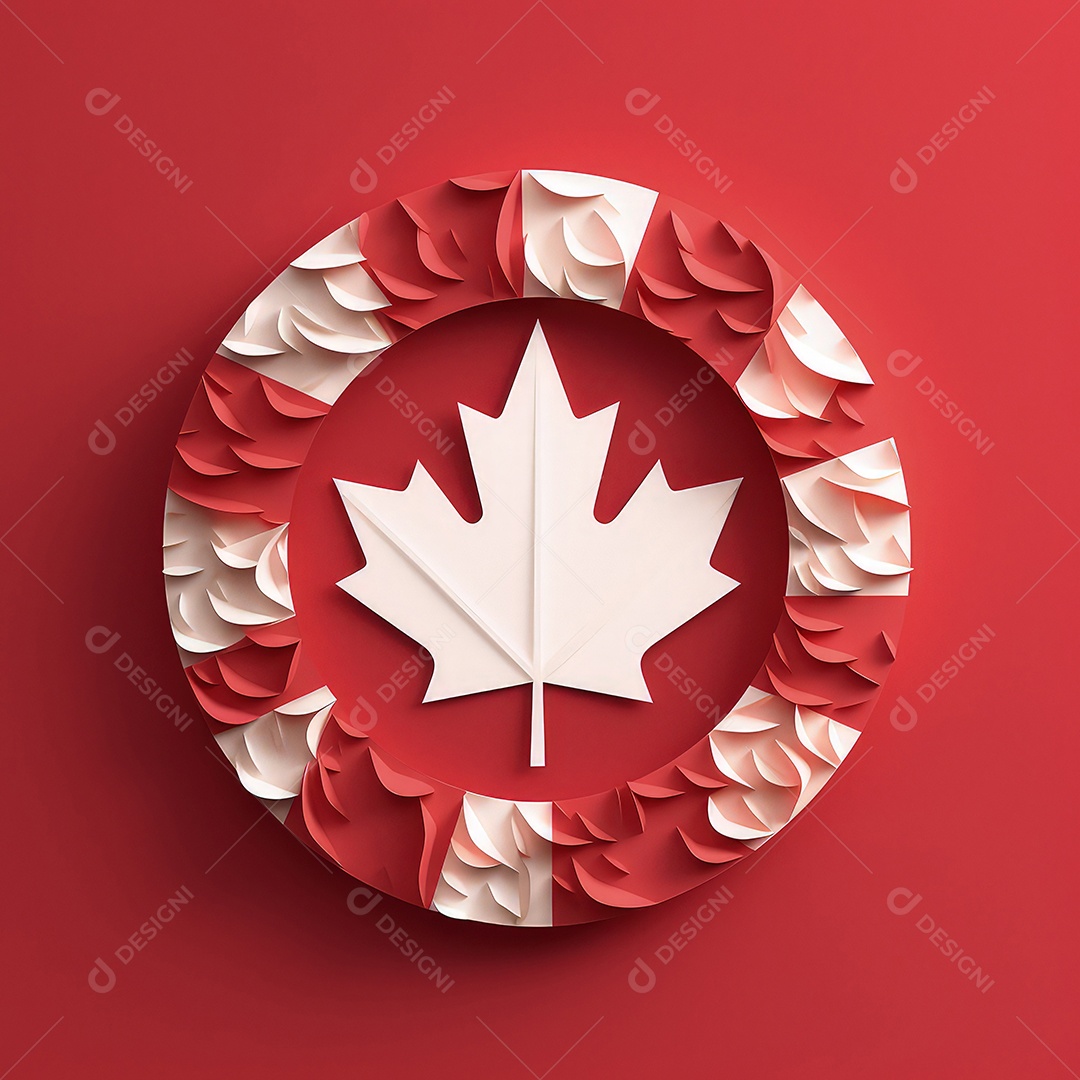 Ilustração minimalista de artesanato com corte de papel 3D True North Pride para o Dia do Canadá..