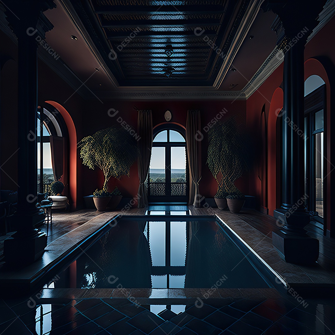 Imagem realista de Mansão vermelha italiana