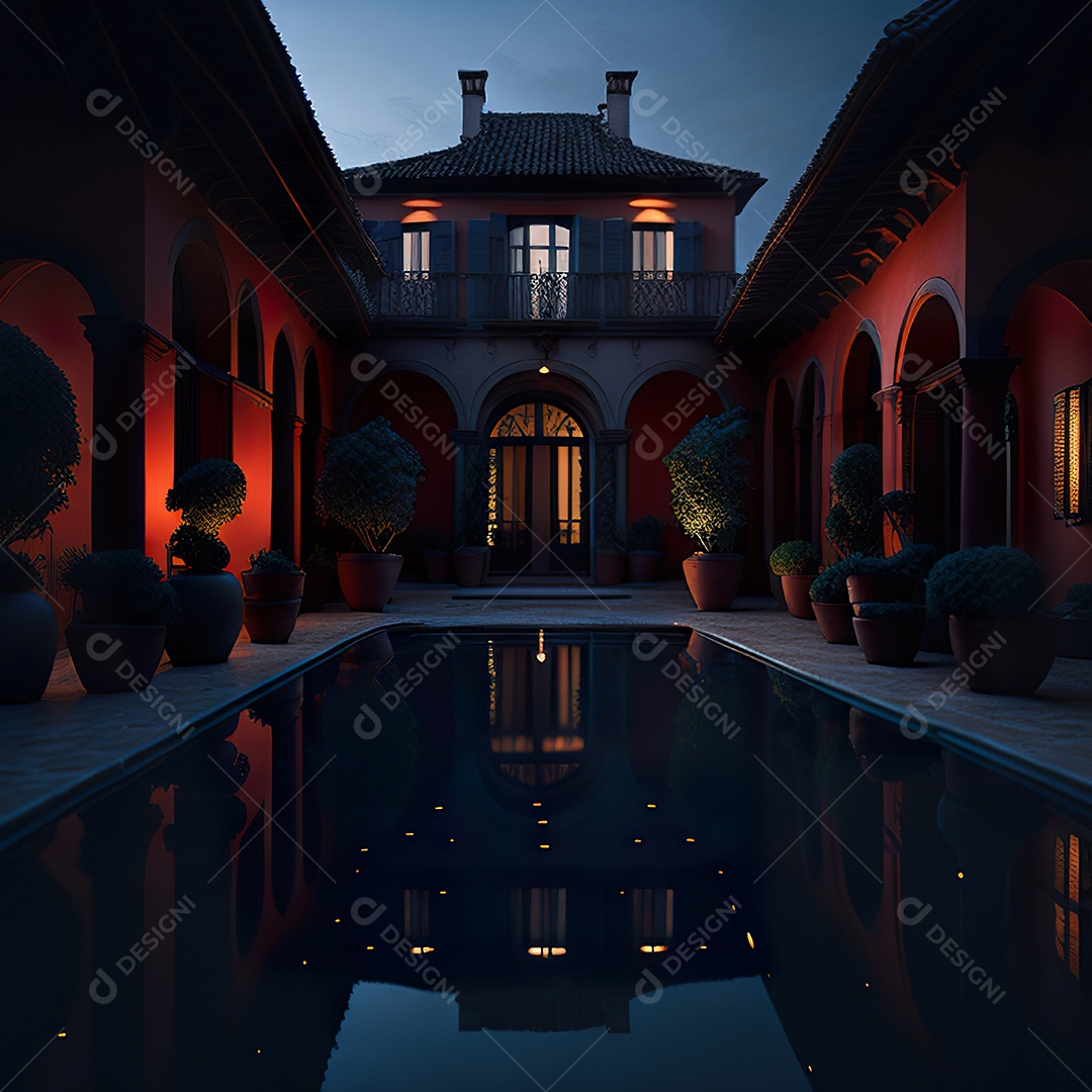 Imagem realista de Mansão vermelha italiana