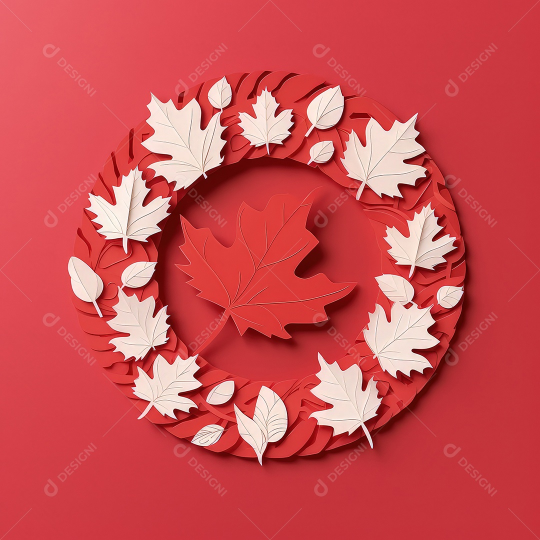 Ilustração minimalista de artesanato com corte de papel 3D True North Pride para o Dia do Canadá..