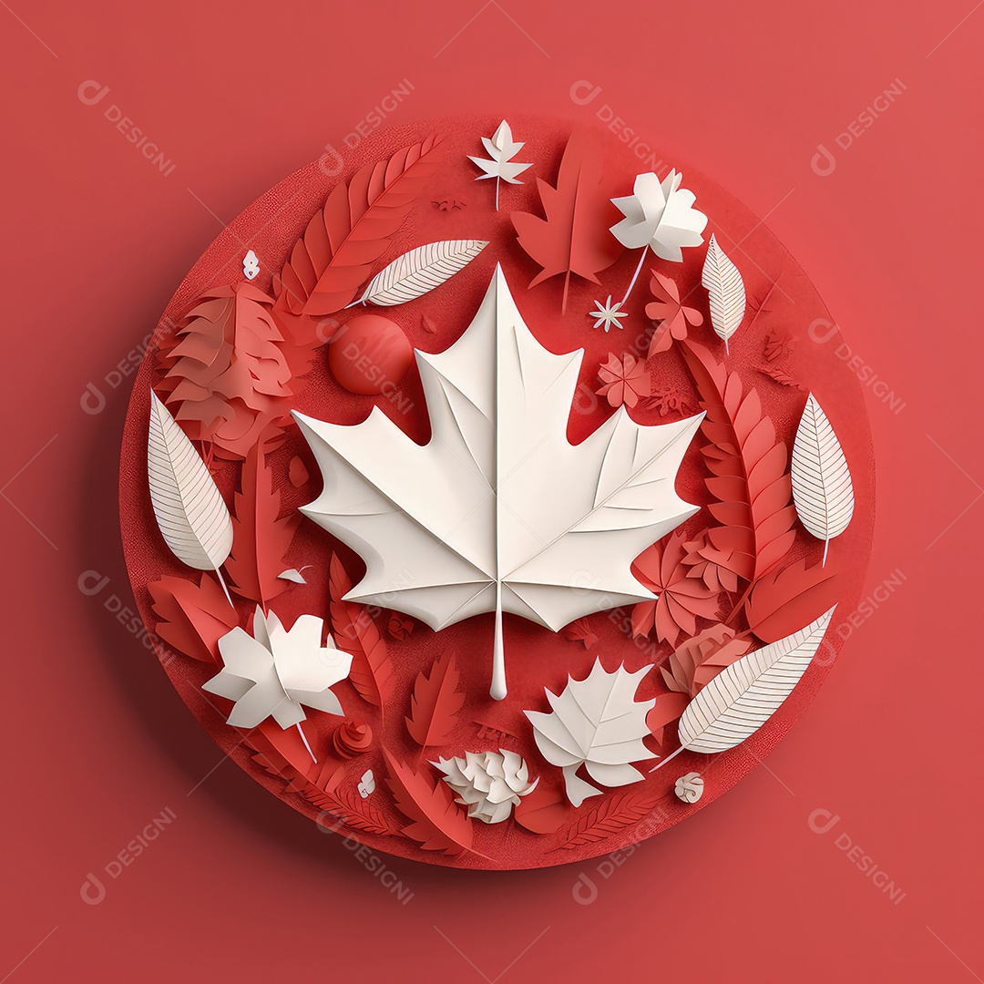 Ilustração minimalista de artesanato com corte de papel 3D True North Pride para o Dia do Canadá..