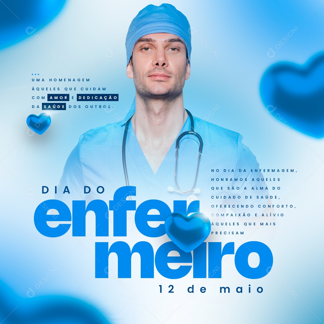 Dia do Enfermeiro 12 de Maio Parabéns Social Media PSD Editável