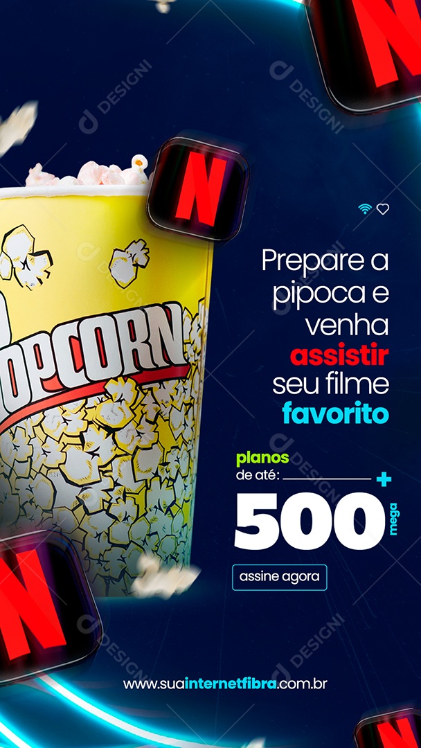 Story Prepare a Pipoca e Venha Social Media PSD Editável