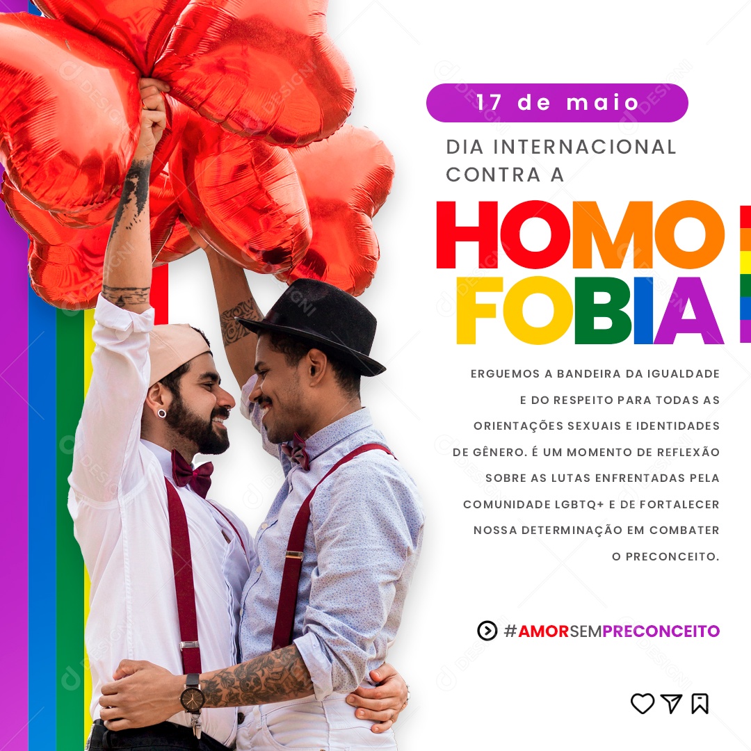17 De Maio Dia Internacional Contra A Homofobia Social Media PSD Editável