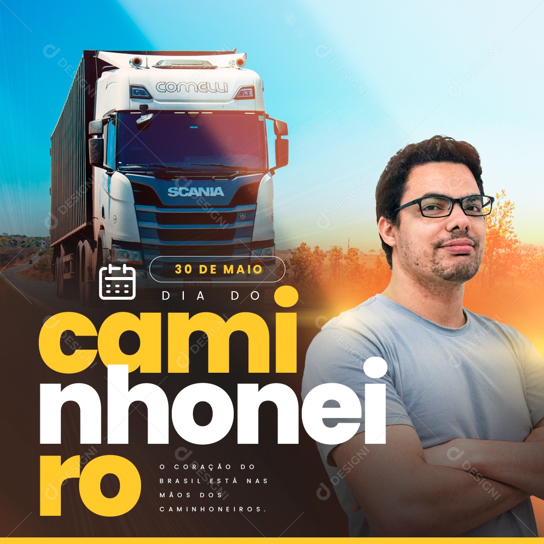 Social Media 30 De Junho Dia Do Caminhoneiro PSD Editável