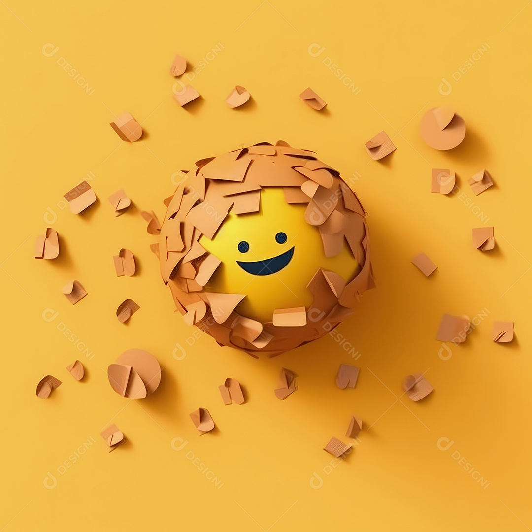 Arte de corte de papel 3D de expressões de Emoji elaboradas para celebrações do Dia Mundial do Emoji..