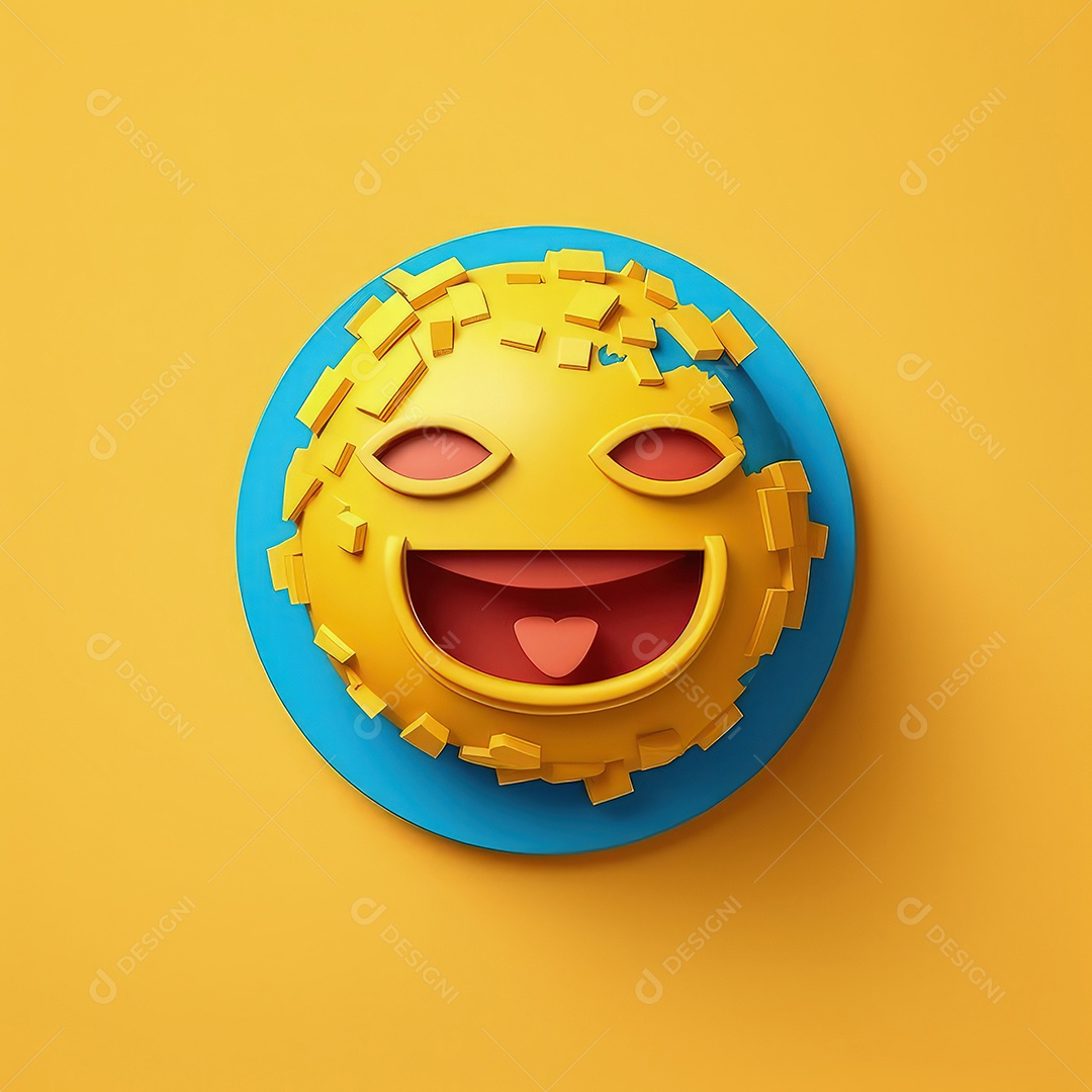 Arte de corte de papel 3D de expressões de Emoji elaboradas para celebrações do Dia Mundial do Emoji. Para impressão, web design, UI, pôster e outros..