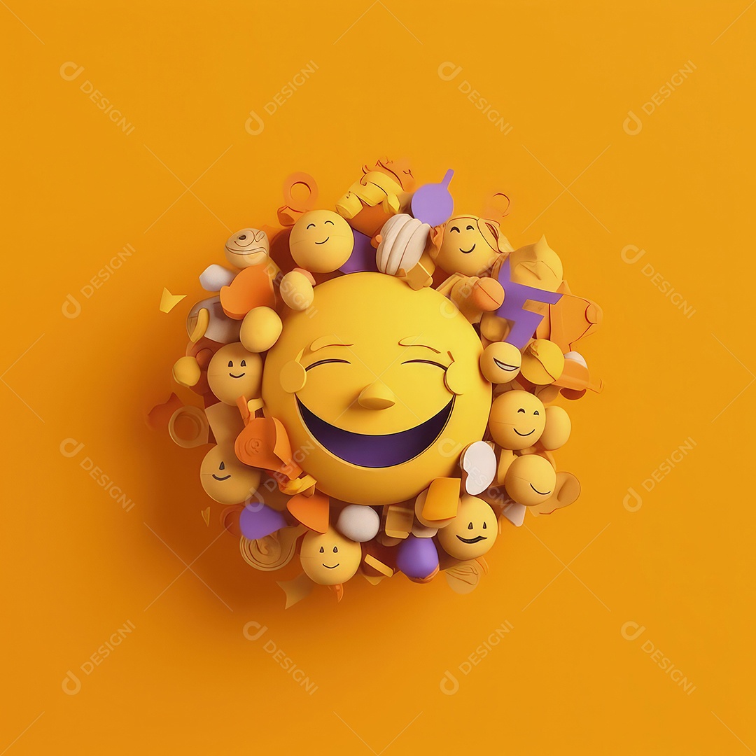 Arte de corte de papel 3D de expressões de Emoji elaboradas para celebrações do Dia Mundial do Emoji. Para impressão, web design, UI, pôster e outros..