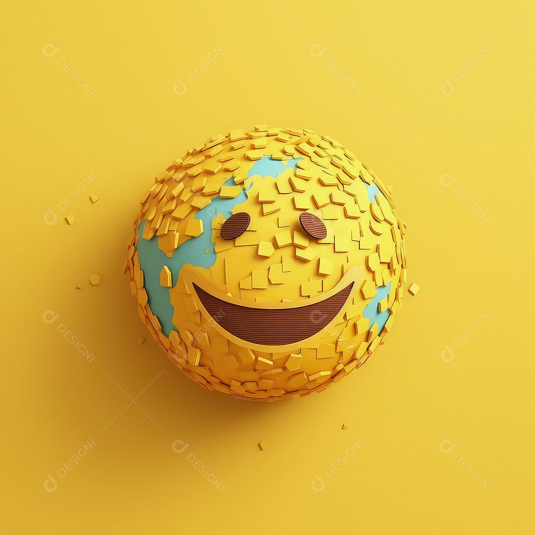 Arte de corte de papel 3D de expressões de Emoji elaboradas para celebrações do Dia Mundial do Emoji. Para impressão, web design, UI, pôster e outros..