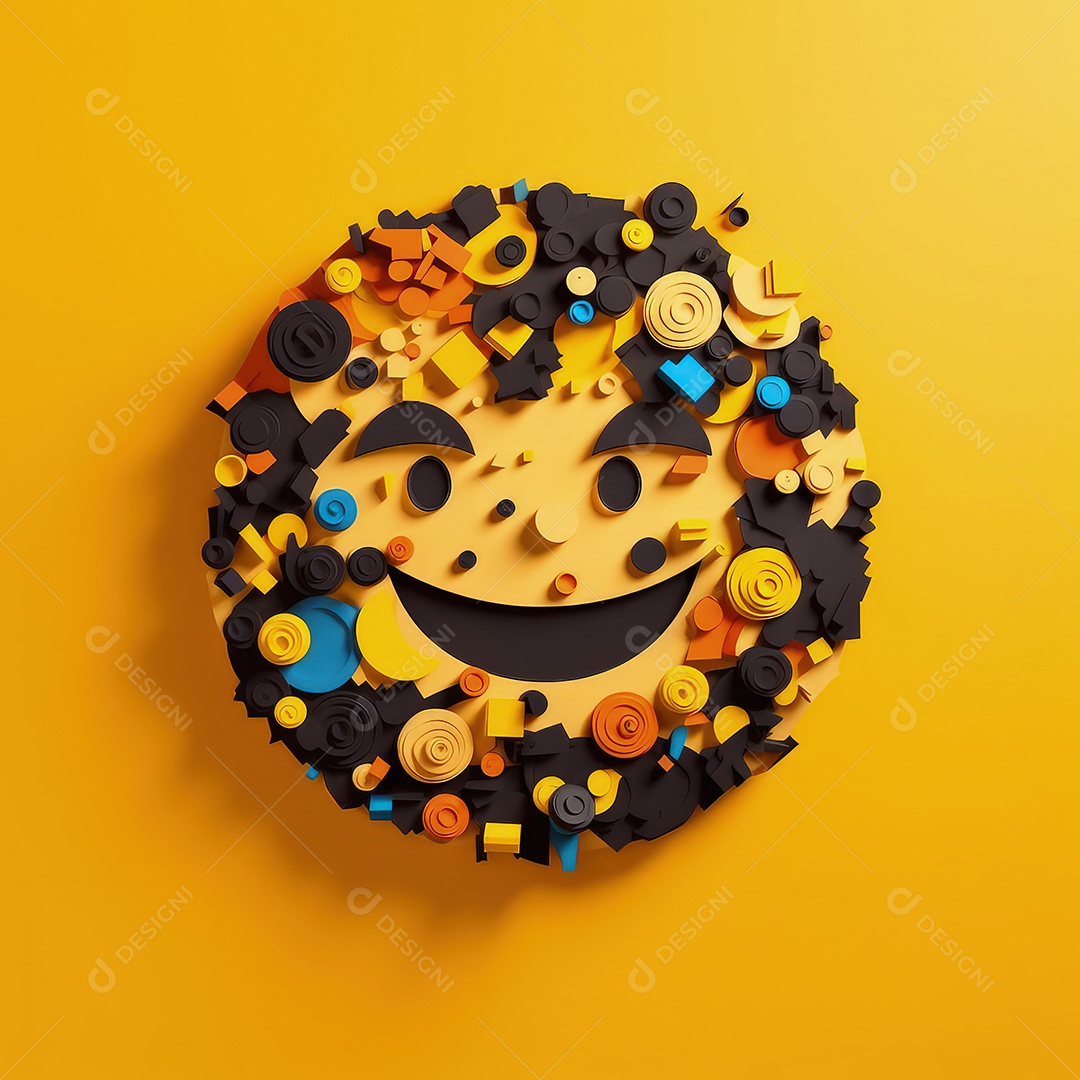 Arte de corte de papel 3D de expressões de Emoji elaboradas para celebrações do Dia Mundial do Emoji. Para impressão, web design, UI, pôster e outros..