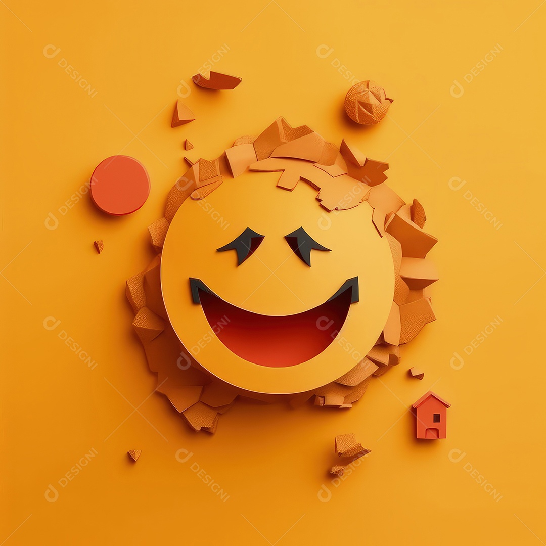 Arte de corte de papel 3D de expressões de Emoji elaboradas para celebrações do Dia Mundial do Emoji. Para impressão, web design, UI, pôster e outros..