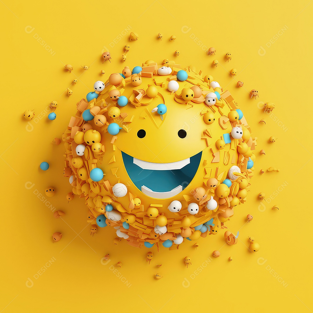 Arte de corte de papel 3D de expressões de Emoji elaboradas para celebrações do Dia Mundial do Emoji. Para impressão, web design, UI, pôster e outros..