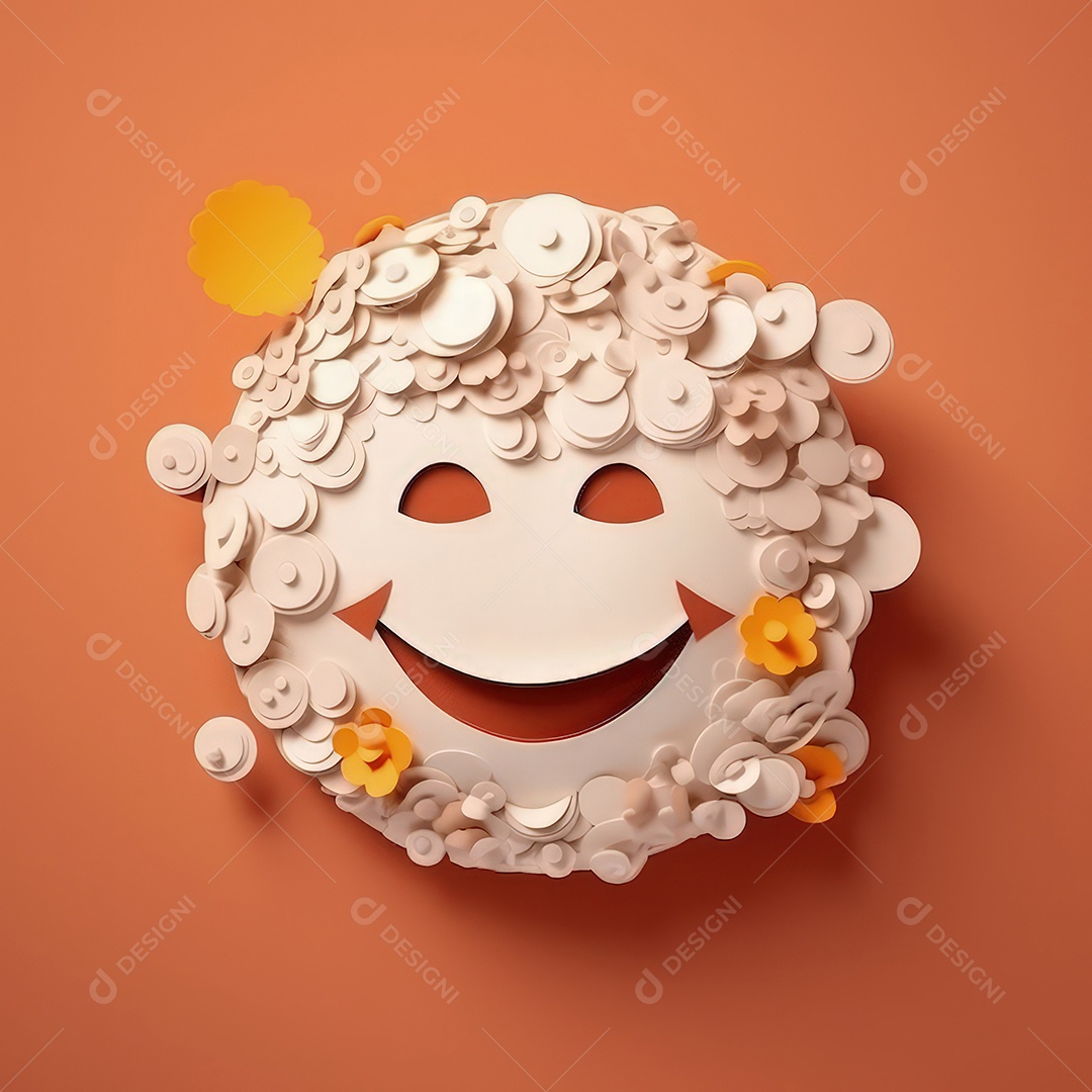 Arte de corte de papel 3D de expressões de Emoji elaboradas para celebrações do Dia Mundial do Emoji. Para impressão, web design, UI, pôster e outros..
