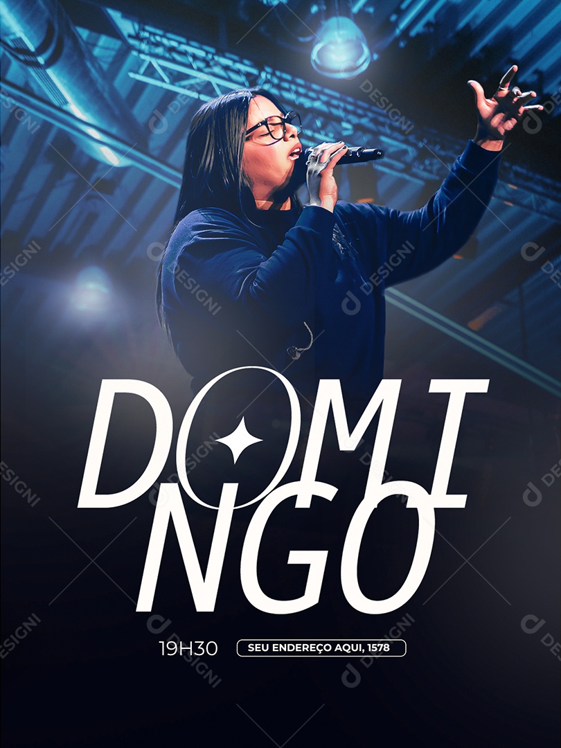 Social Media Flyer Domingo Culto PSD Editável