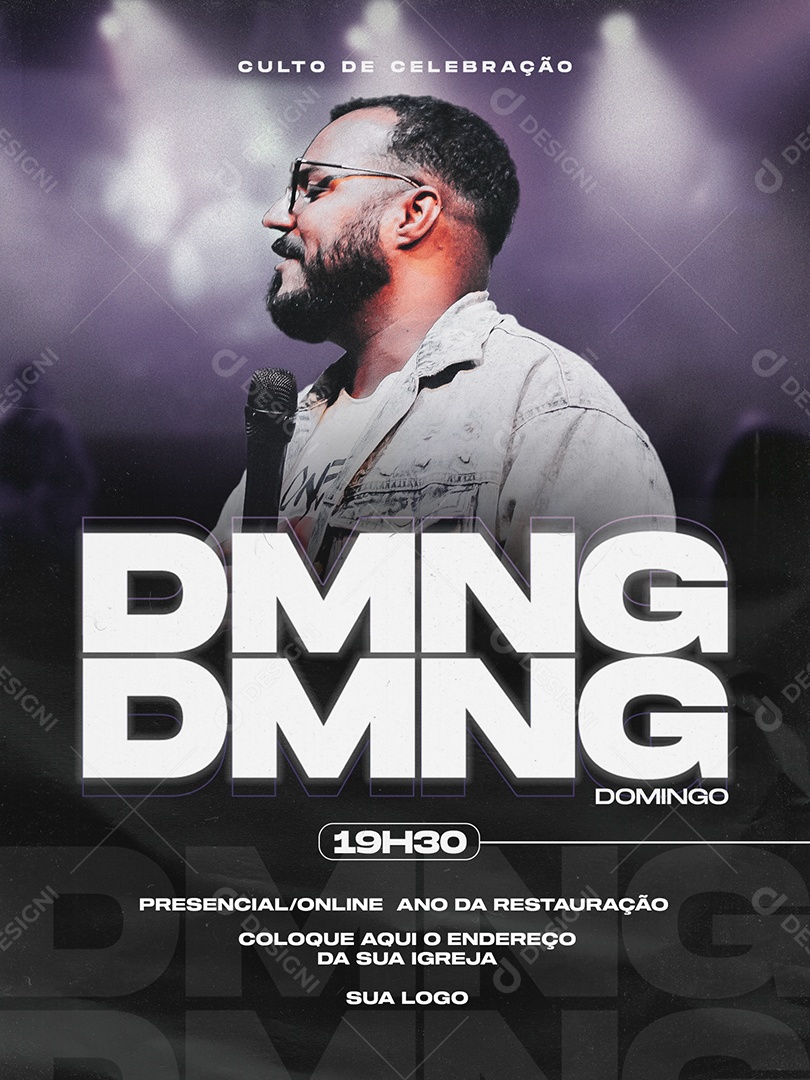 Culto De Celebração Domingo Social Media PSD Editável