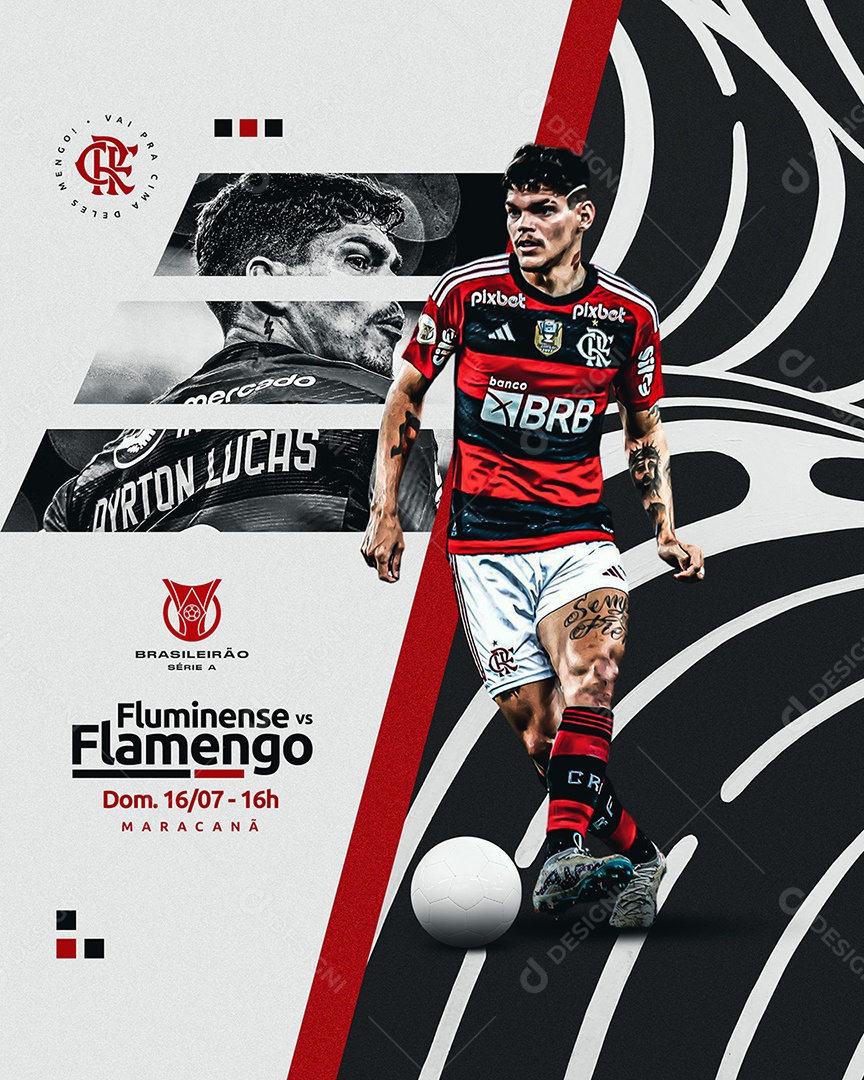 Futebol Jogador Ayrton Lucas Flamengo Social Media PSD Editável