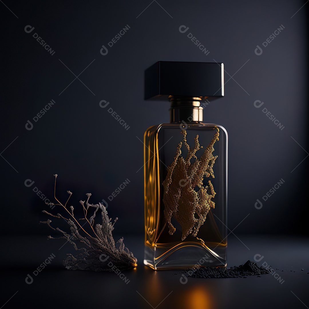 Imagem realista de frasco de perfume sobre fundo isolado