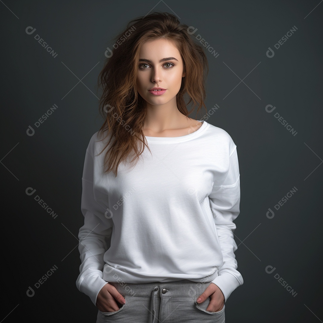 Camiseta feminina atraente modelo