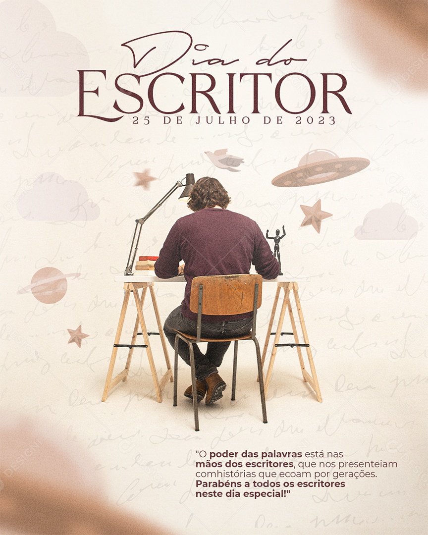 O Poder Das Palavras Está Nas Mãos Dos Escritores Dia Nacional Do Escritor Social Media PSD Editável