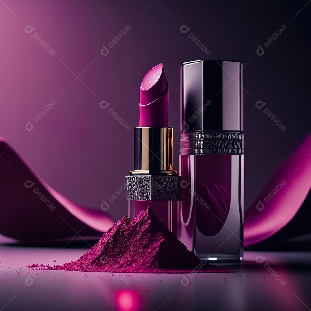 Imagem realista de maquiagens sobre uma mesa