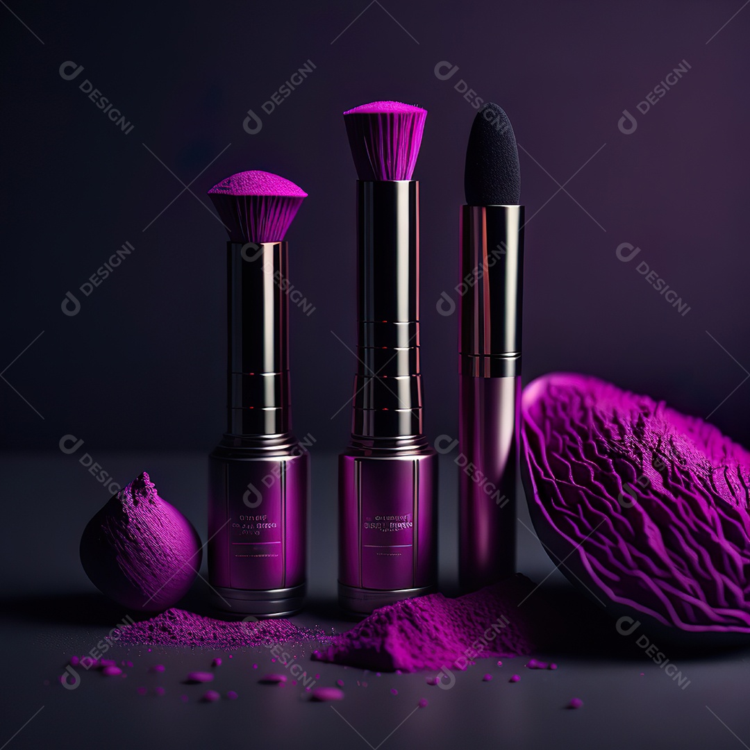 Imagem realista de maquiagens sobre uma mesa