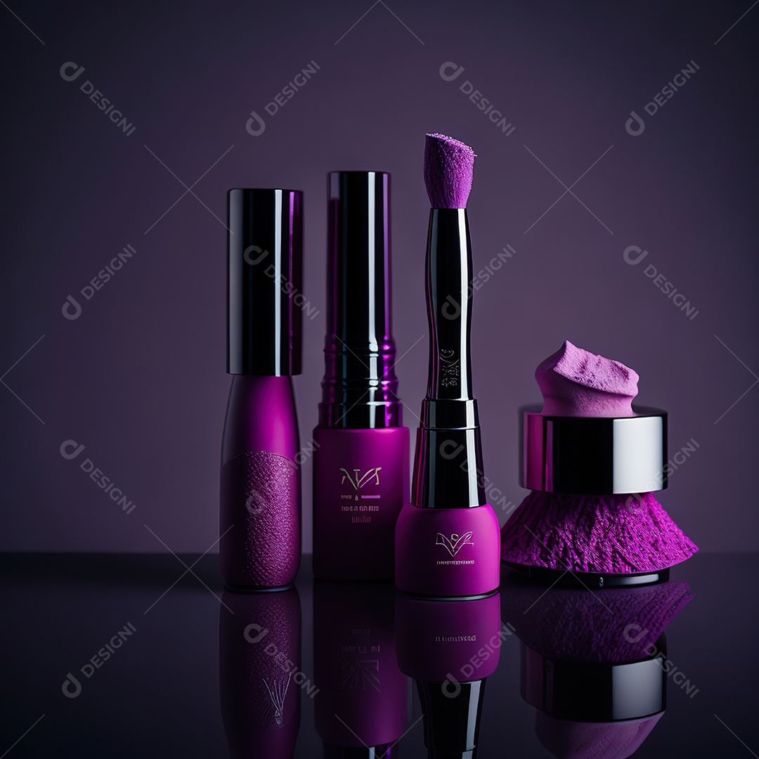Imagem realista de maquiagens sobre uma mesa