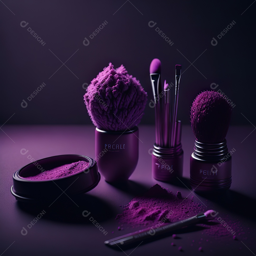 Imagem realista de maquiagens sobre uma mesa