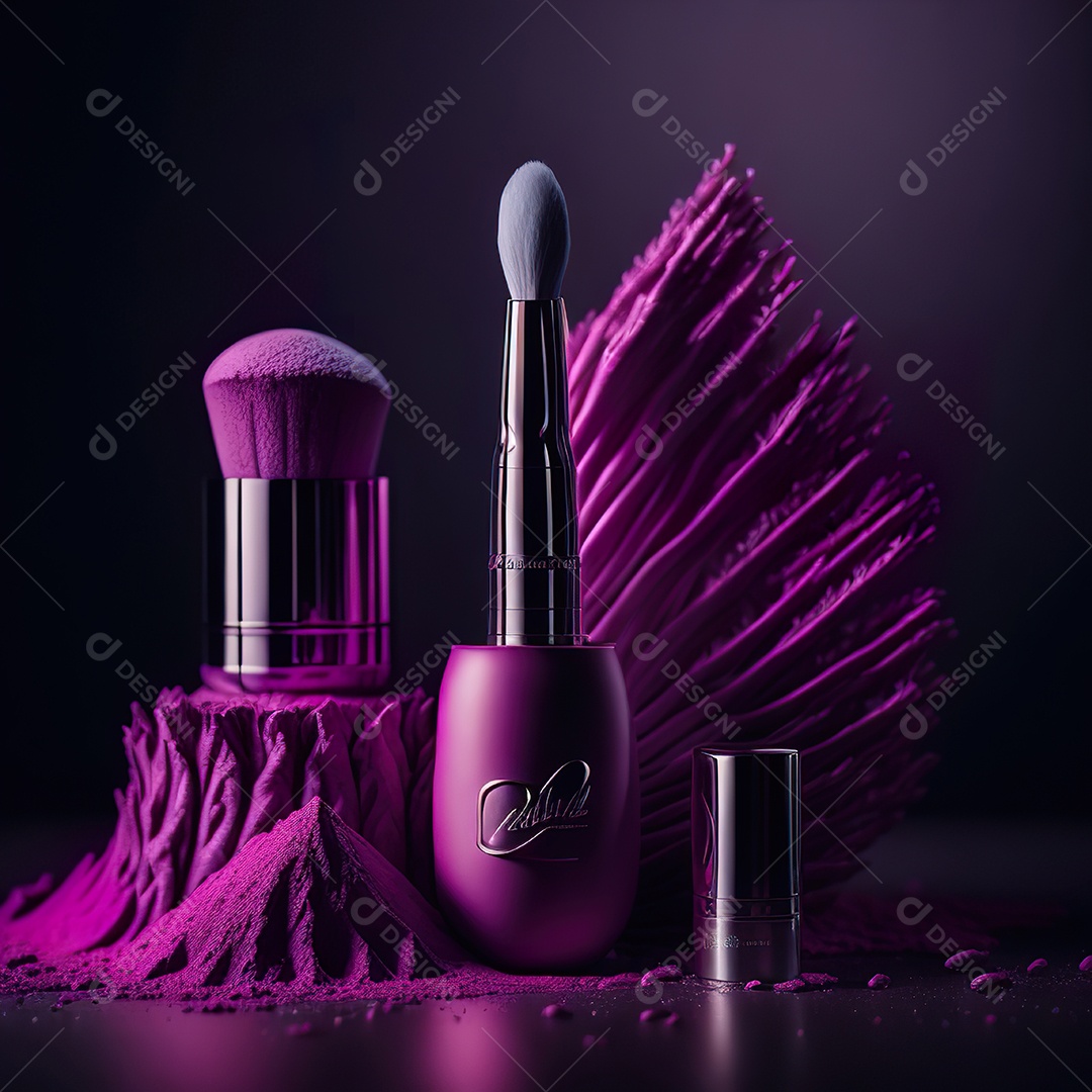 Imagem realista de maquiagens sobre uma mesa