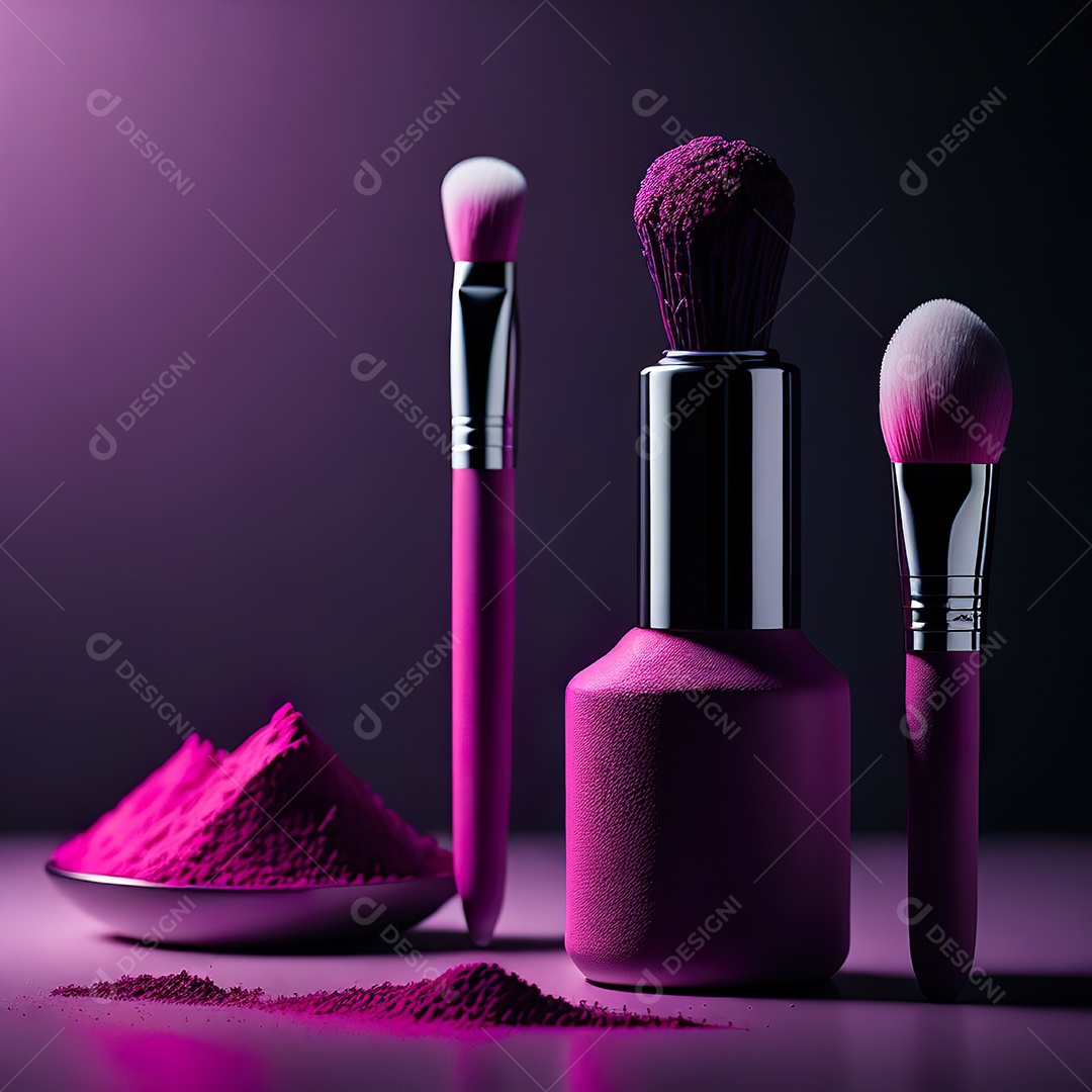 Imagem realista de maquiagens sobre uma mesa