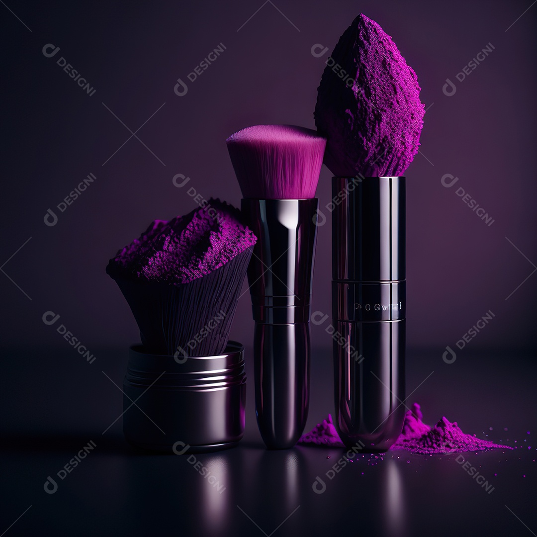 Imagem realista de maquiagens sobre uma mesa