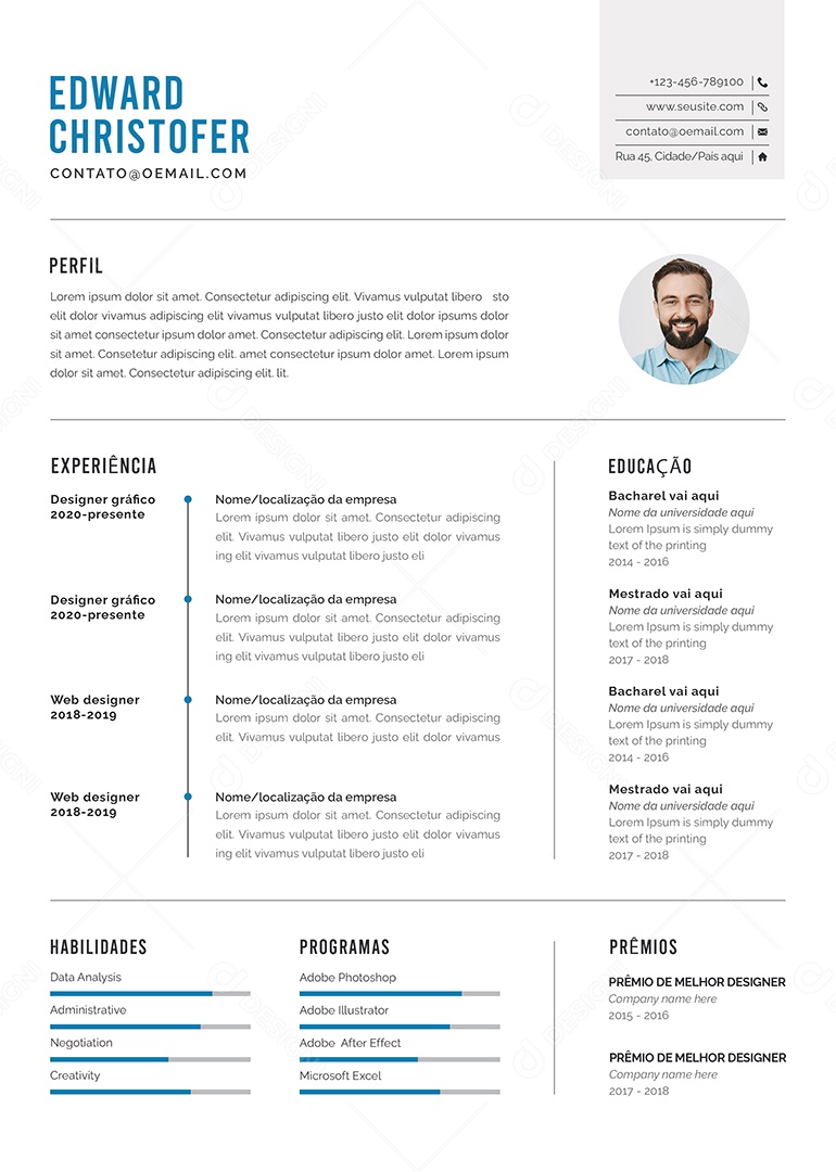 Social Media Modelo De Currículo PSD Editável