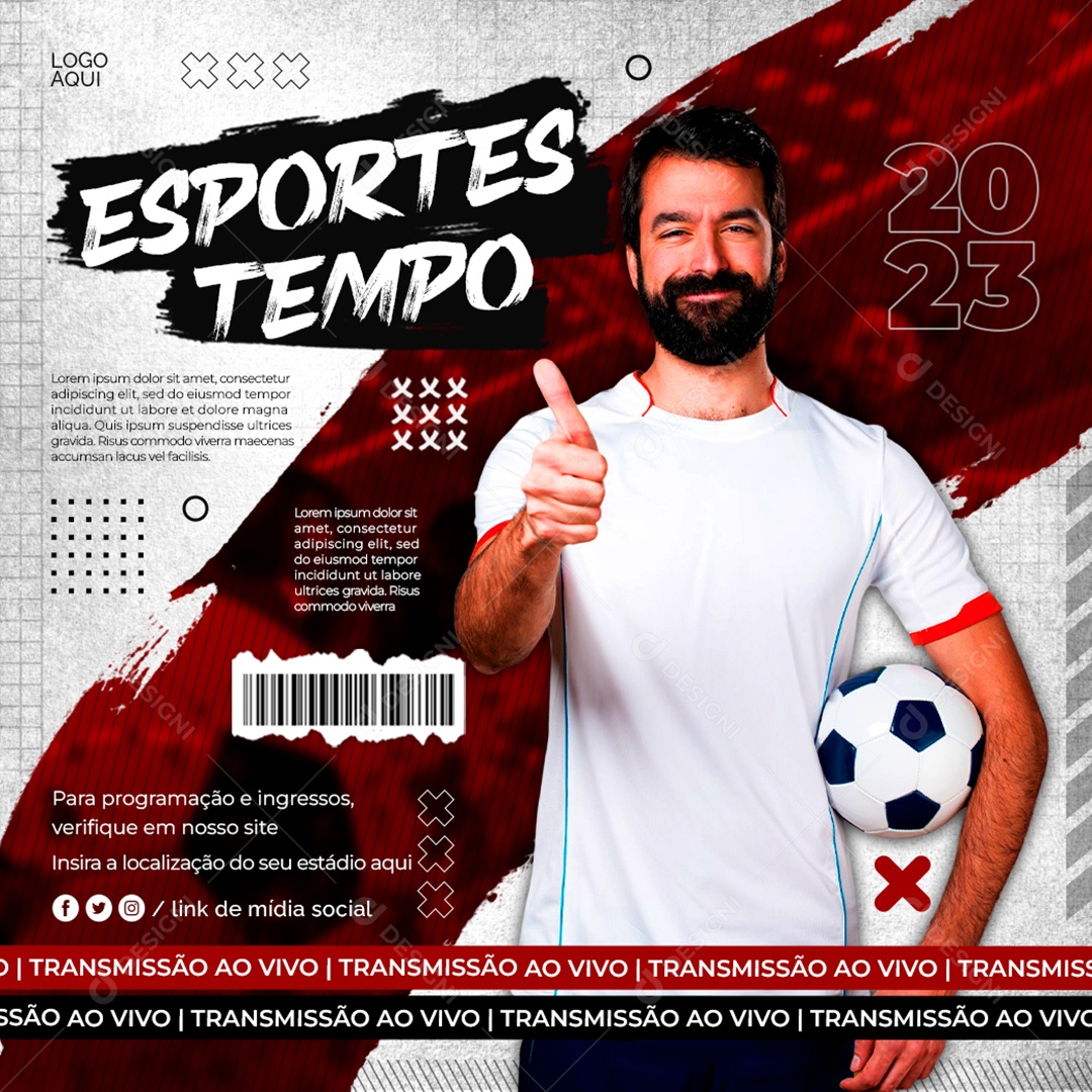 Social Media Feed Esportes Tempo Futebol Transmissão PSD Editável