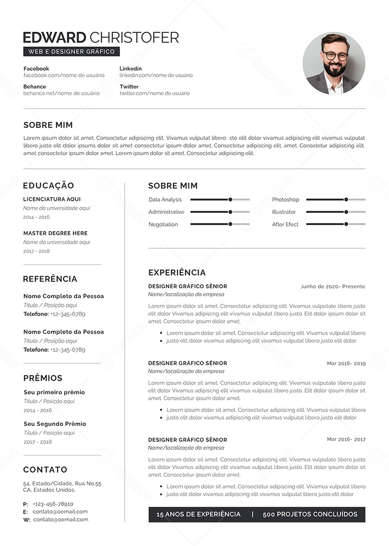 Modelo De Currículo PSD Editável