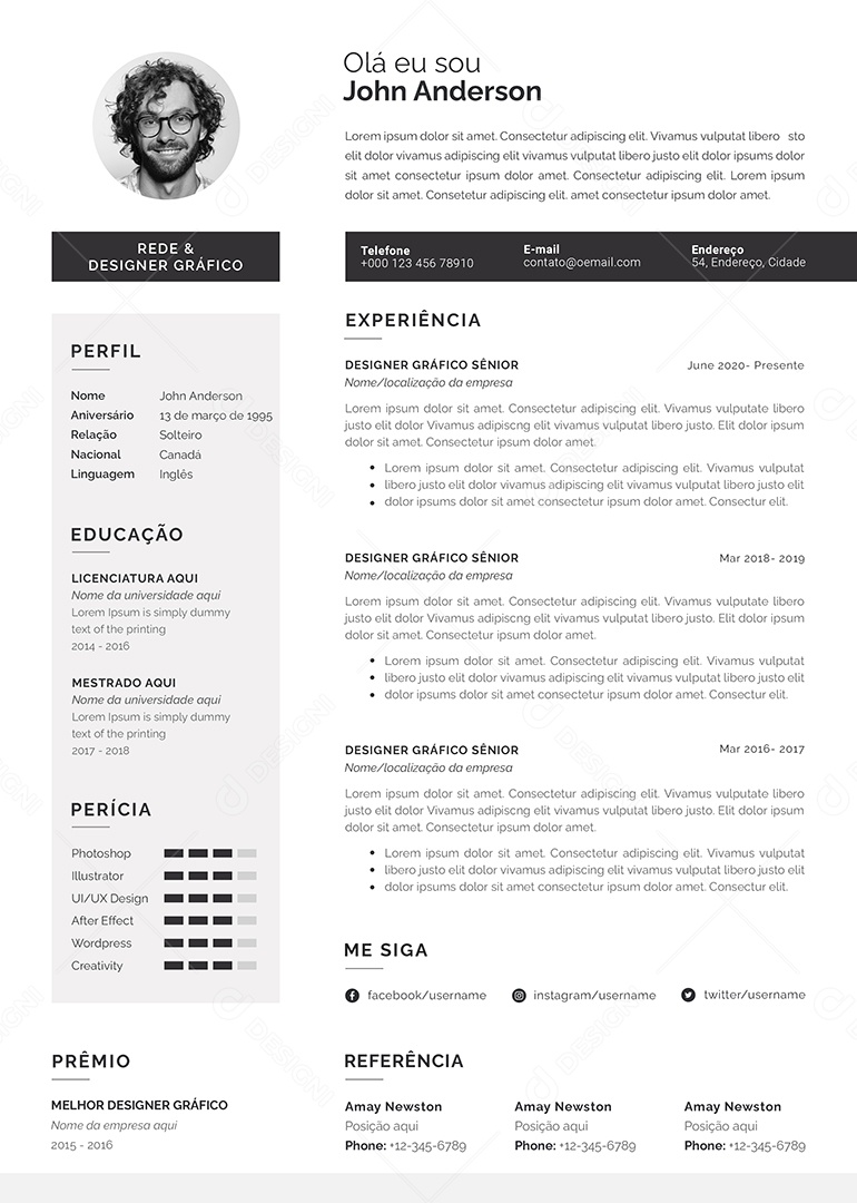 Modelo De Currículo PSD Editável