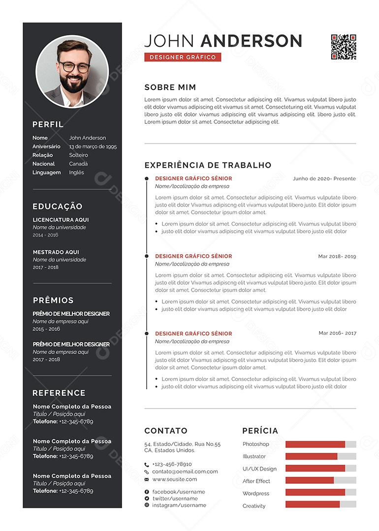 Modelo De Currículo PSD Editável