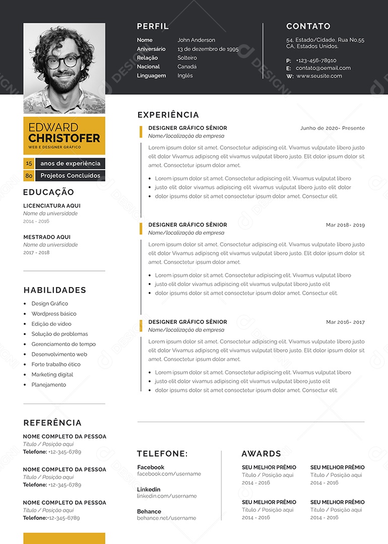 Modelo De Currículo PSD Editável