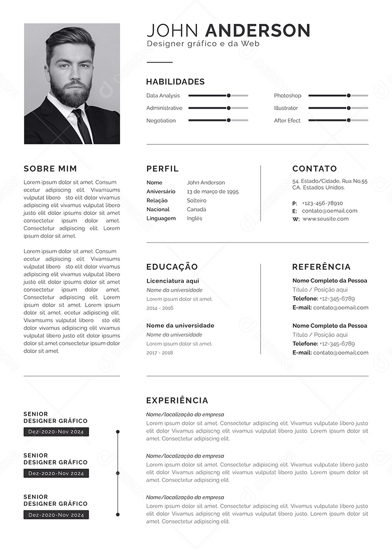 Modelo De Currículo PSD Editável