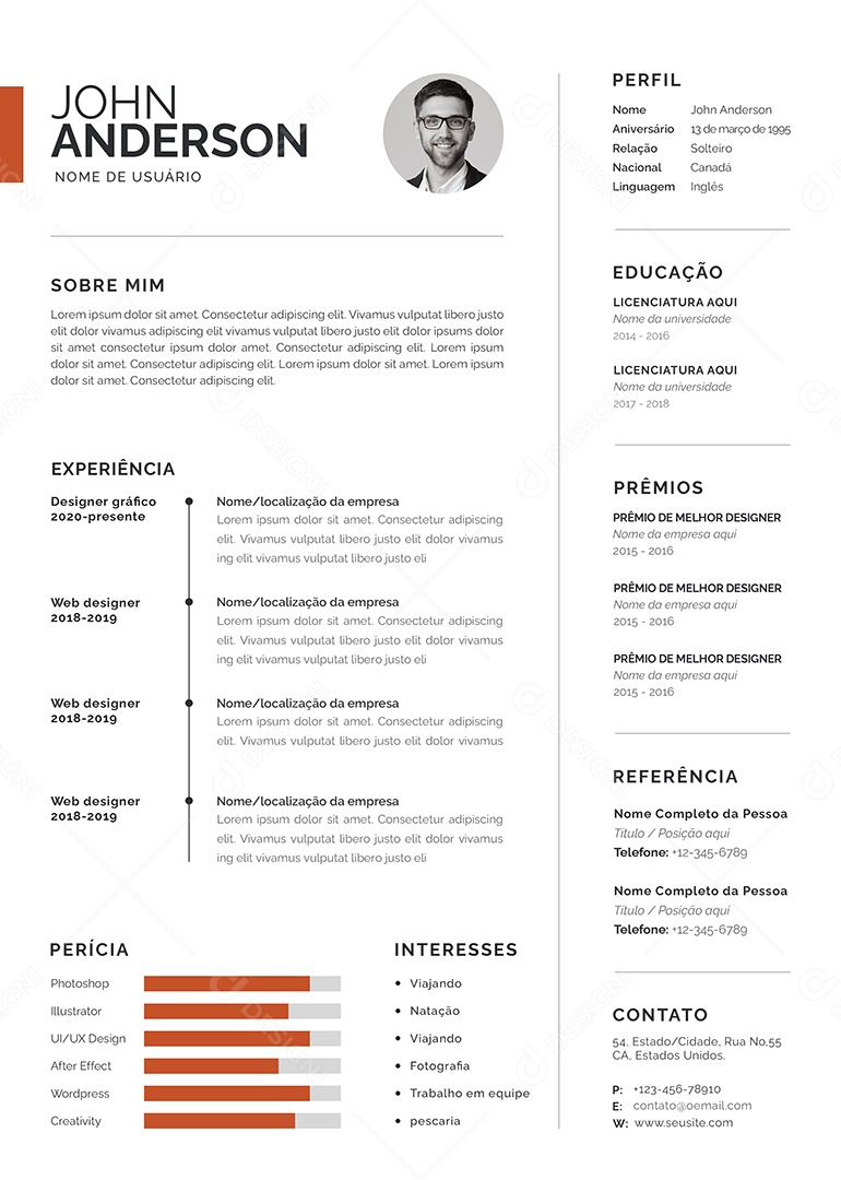 Social Media Modelo De Currículo PSD Editável